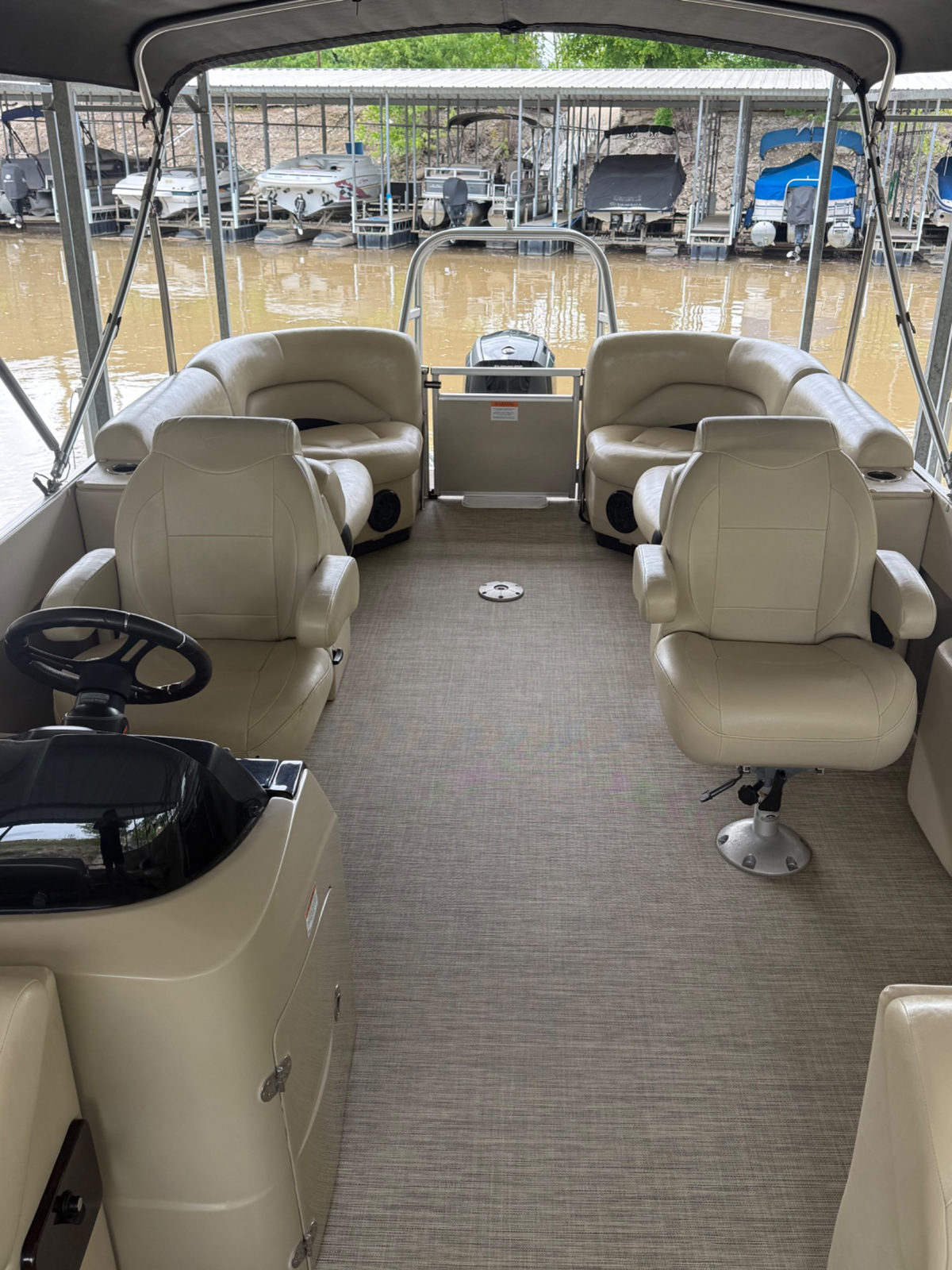 Pontoon boat seating detail